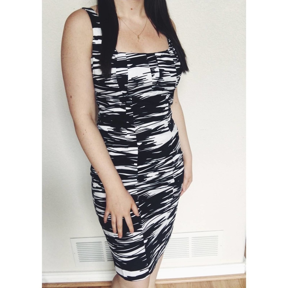 Calvin Klein Pleat Bust Print Sheath Dress